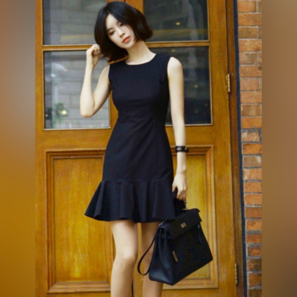 1 State, black dress ruffle bottom, brand new with tags